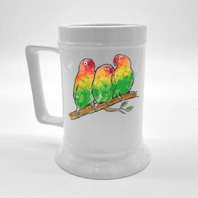 Watercolor Parrots Beer Stein