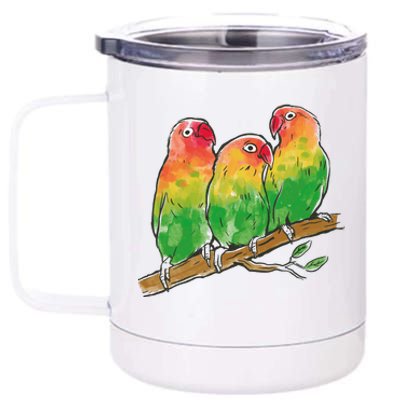 Watercolor Parrots 12 oz Stainless Steel Tumbler Cup