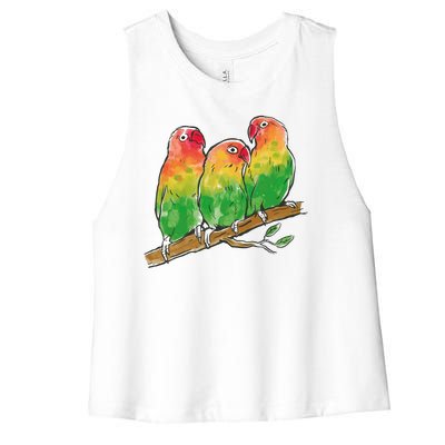 Watercolor Parrots Women's Racerback Cropped Tank