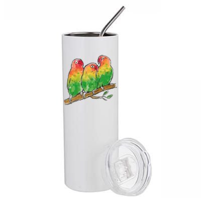 Watercolor Parrots Stainless Steel Tumbler