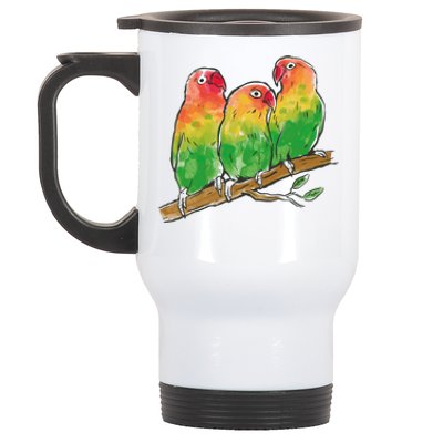 Watercolor Parrots Stainless Steel Travel Mug