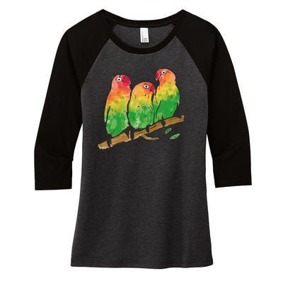 Watercolor Parrots Women's Tri-Blend 3/4-Sleeve Raglan Shirt