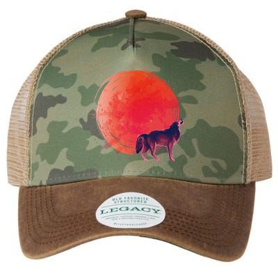 Watercolor Red Moon and Howling Wolf Legacy Tie Dye Trucker Hat