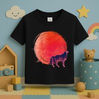Watercolor Red Moon and Howling Wolf Toddler T-Shirt