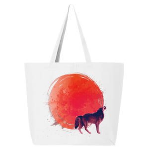 Watercolor Red Moon and Howling Wolf 25L Jumbo Tote