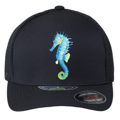 Watercolor Seahorse Flexfit Unipanel Trucker Cap