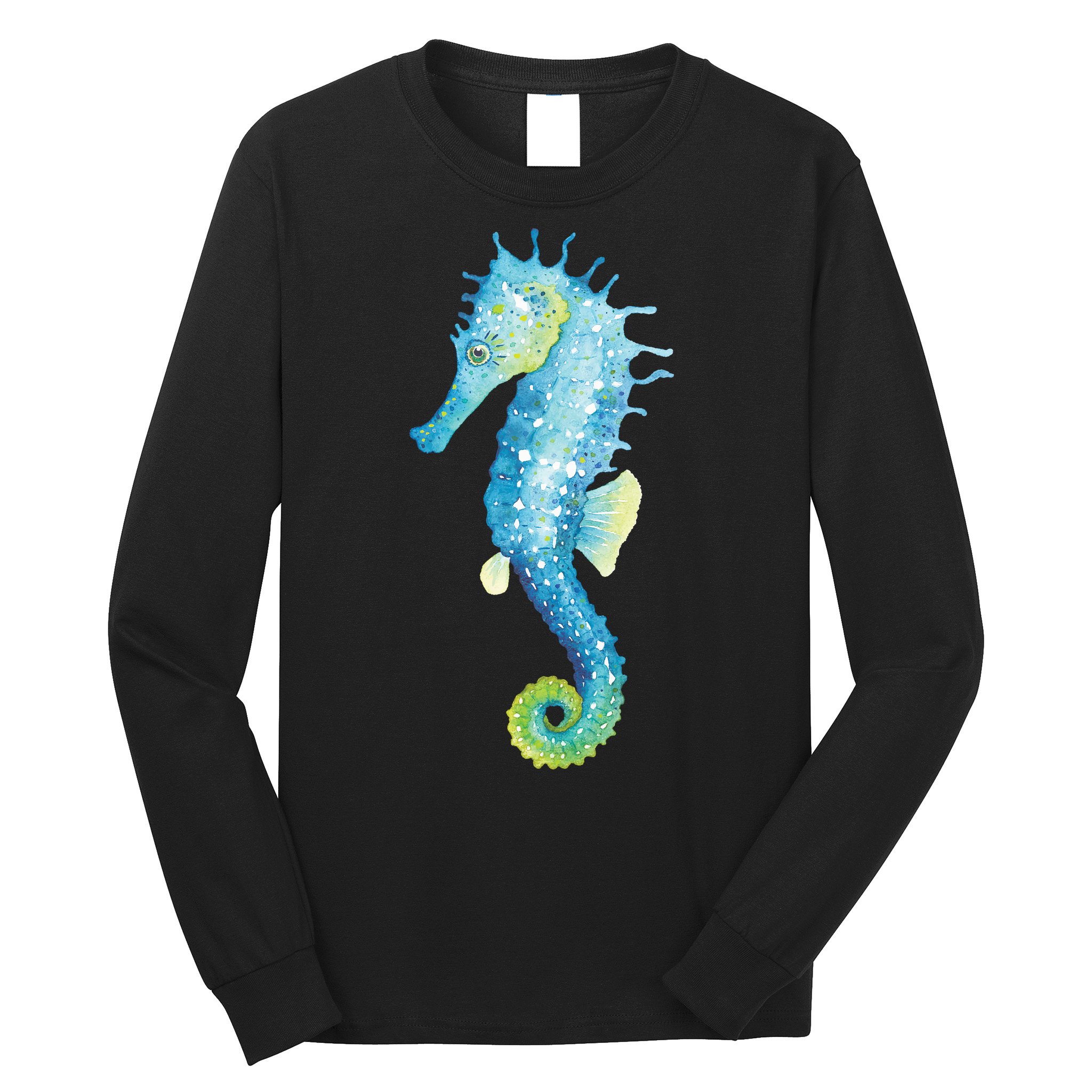Watercolor Seahorse Long Sleeve Shirt