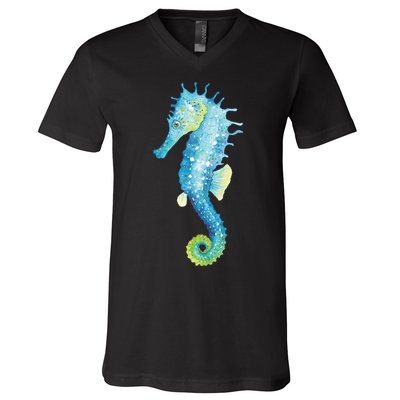 Watercolor Seahorse V-Neck T-Shirt