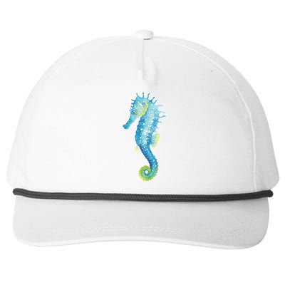 Watercolor Seahorse Snapback Five-Panel Rope Hat