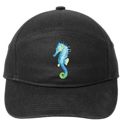 Watercolor Seahorse 7-Panel Snapback Hat