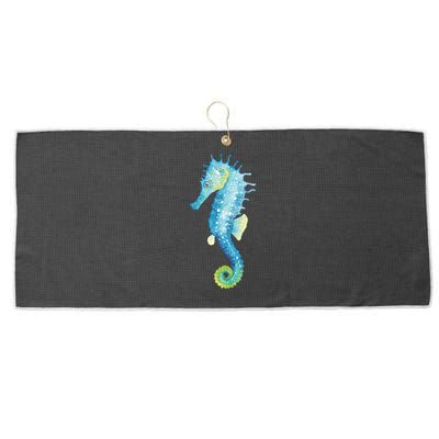 Watercolor Seahorse Large Microfiber Waffle Golf Towel