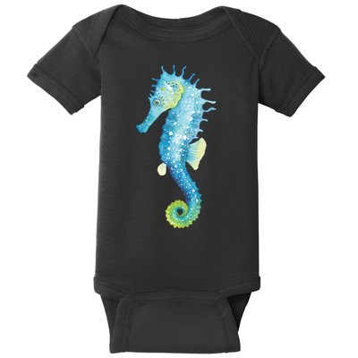 Watercolor Seahorse Baby Bodysuit