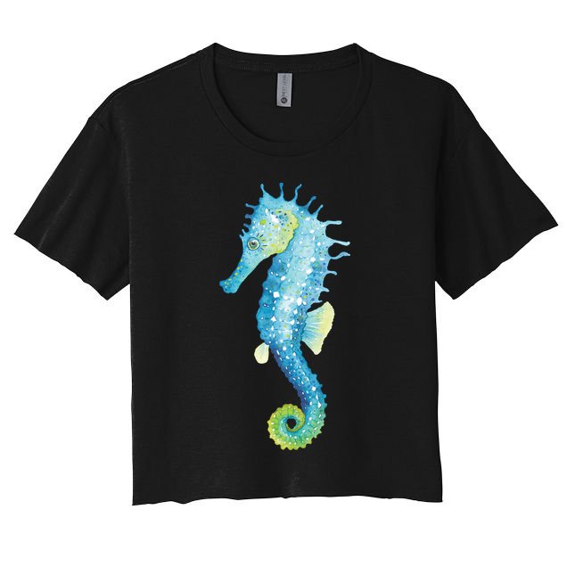 Watercolor Seahorse Crop Top