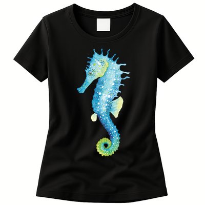 Watercolor Seahorse Womens T-Shirt