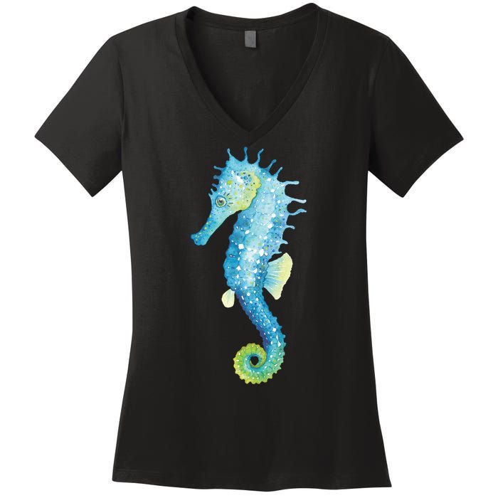 Watercolor Seahorse Women's V-Neck T-Shirt