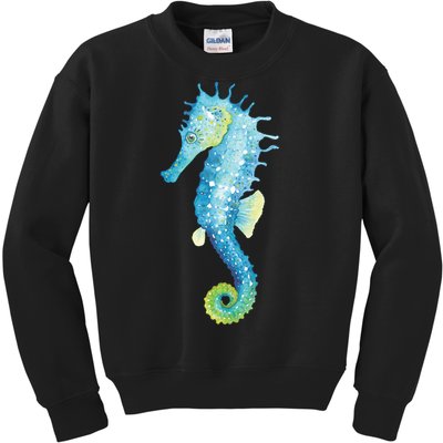 Watercolor Seahorse Kids Sweatshirt