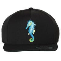 Watercolor Seahorse Wool Snapback Cap