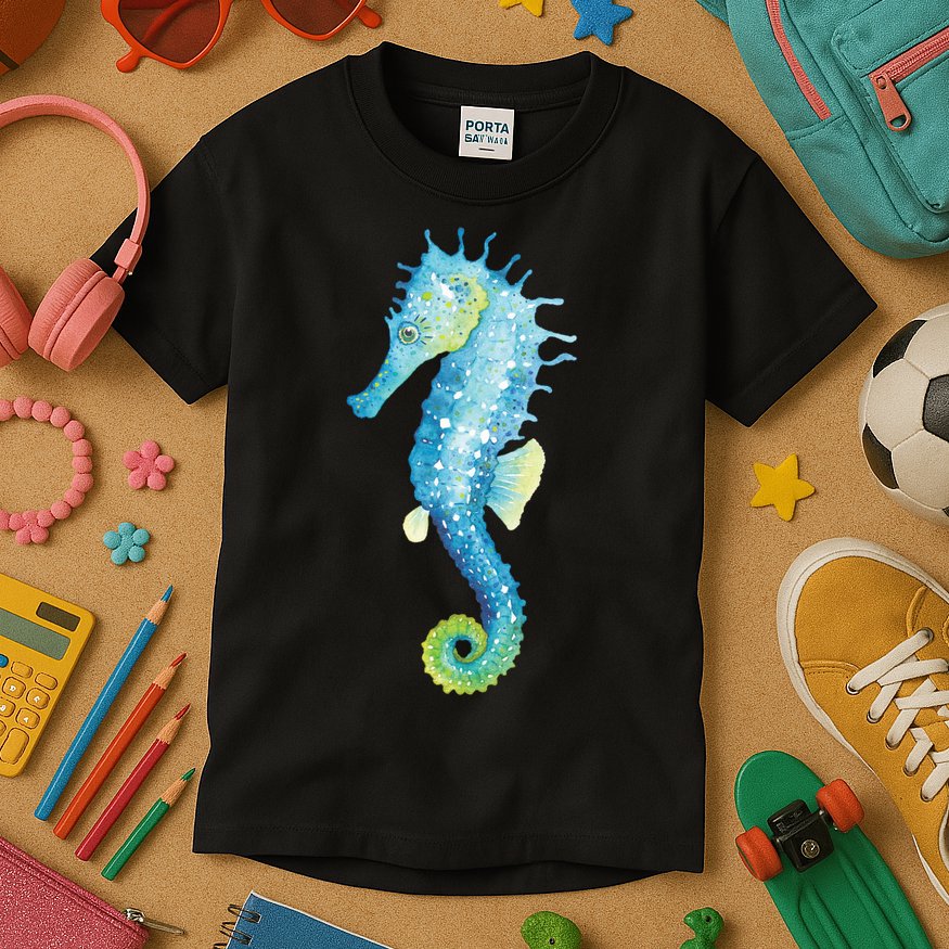 Watercolor Seahorse Kids T-Shirt