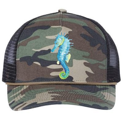 Watercolor Seahorse Retro Rope Trucker Hat Cap