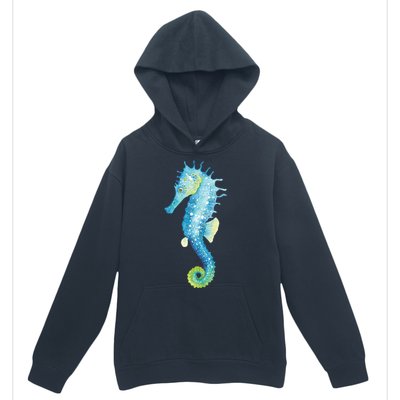 Watercolor Seahorse Urban Pullover Hoodie