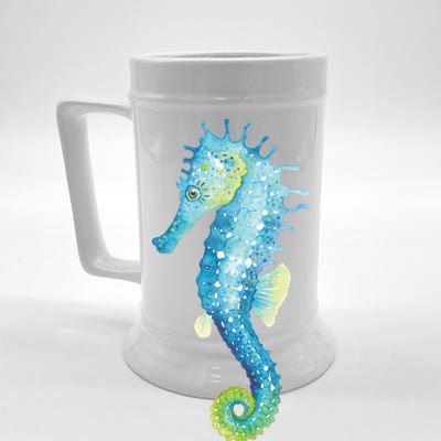 Watercolor Seahorse Beer Stein