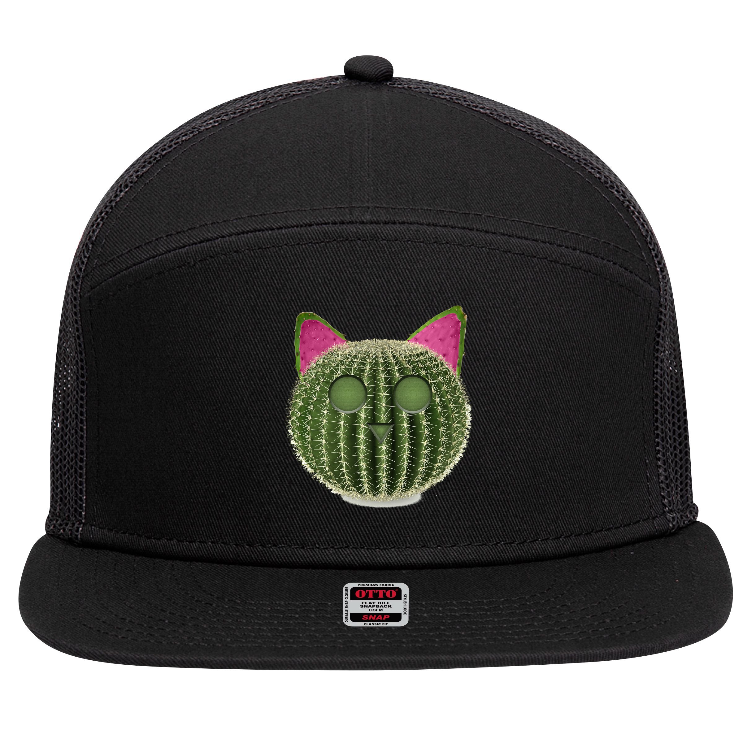 Watermelon Cactus Cat Catcus 7 Panel Mesh Trucker Snapback Hat