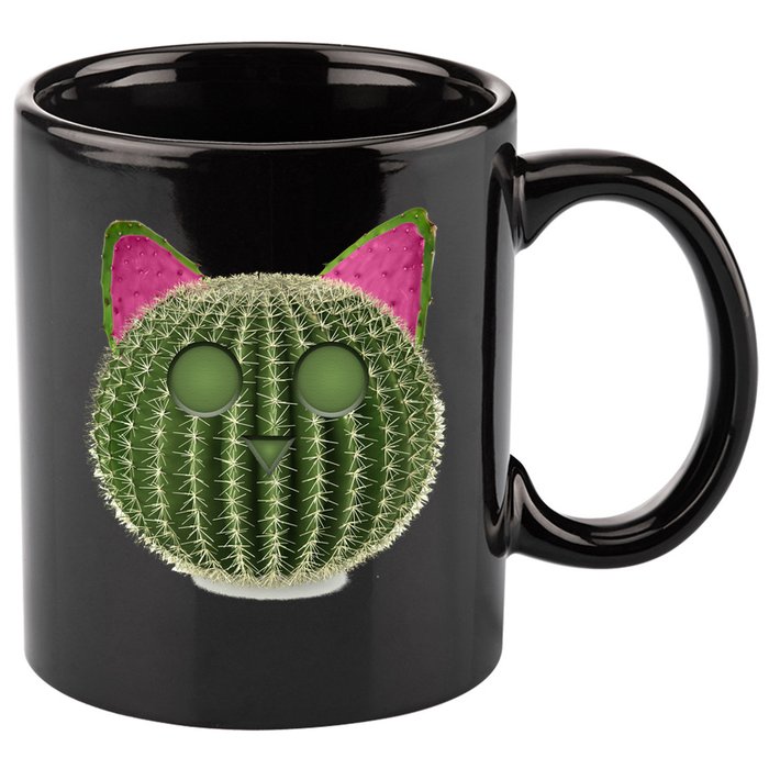 Watermelon Cactus Cat Catcus 11oz C Handle Ceramic Mug