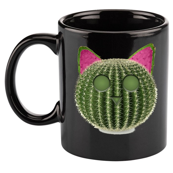 Watermelon Cactus Cat Catcus 11oz C Handle Ceramic Mug