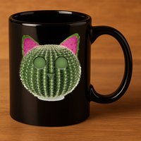 Watermelon Cactus Cat Catcus 11oz C Handle Ceramic Mug
