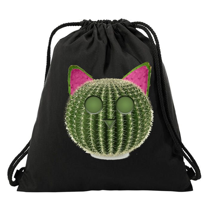 Watermelon Cactus Cat Catcus Drawstring Bag