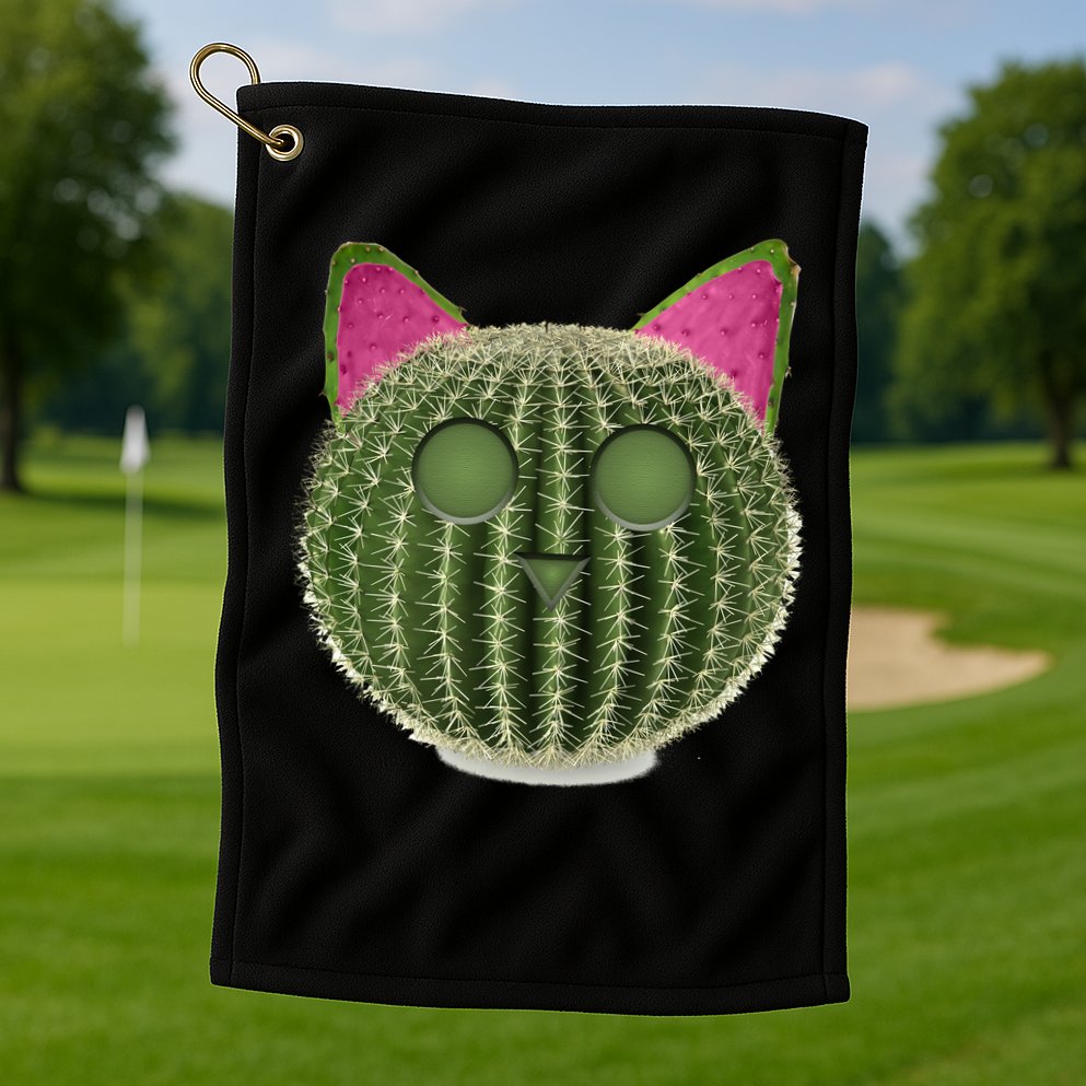 Watermelon Cactus Cat Catcus Golf Towel