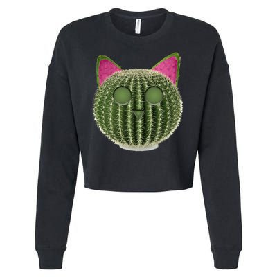 Watermelon Cactus Cat Catcus Cropped Pullover Crew