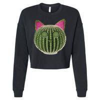 Watermelon Cactus Cat Catcus Cropped Pullover Crew