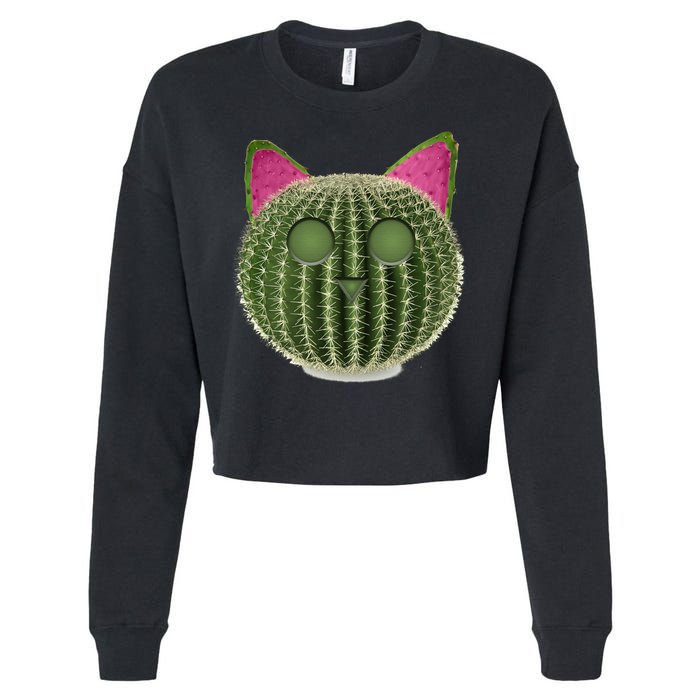 Watermelon Cactus Cat Catcus Cropped Pullover Crew