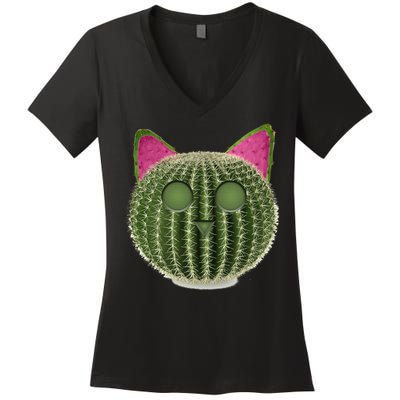 Watermelon Cactus Cat Catcus Women's V-Neck T-Shirt