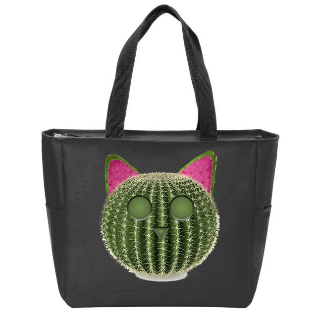 Watermelon Cactus Cat Catcus Zip Tote Bag