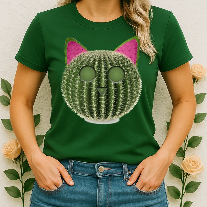 Watermelon Cactus Cat Catcus Womens T-Shirt