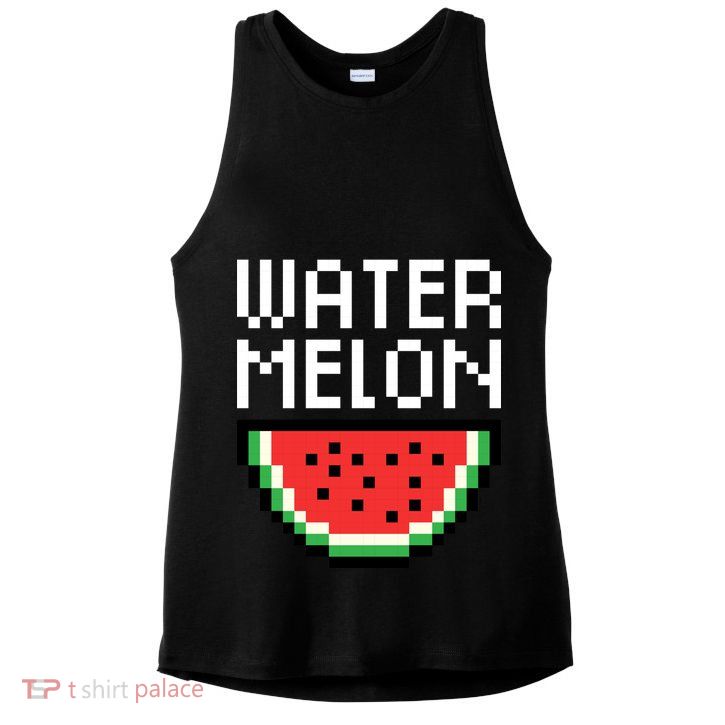 Watermelon Pixelated Retro Ladies PosiCharge Tri-Blend Wicking Tank