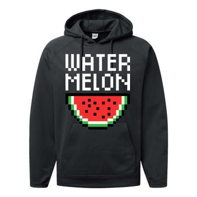 Watermelon Pixelated Retro Performance Fleece Hoodie