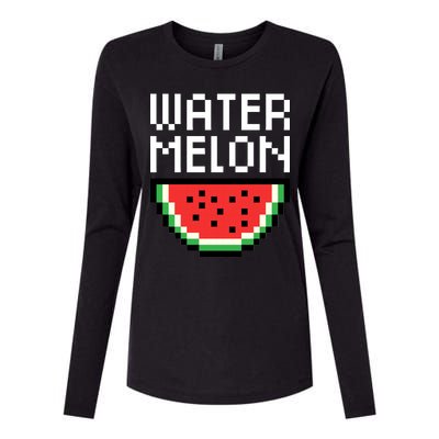 Watermelon Pixelated Retro Womens Cotton Relaxed Long Sleeve T-Shirt