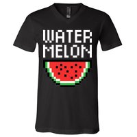 Watermelon Pixelated Retro V-Neck T-Shirt