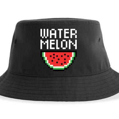 Watermelon Pixelated Retro Sustainable Bucket Hat