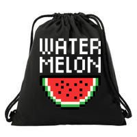 Watermelon Pixelated Retro Drawstring Bag