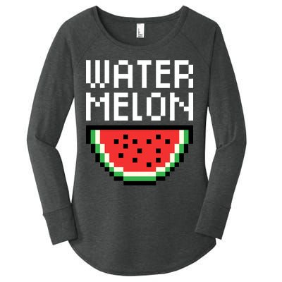 Watermelon Pixelated Retro Women's Perfect Tri Tunic Long Sleeve Shirt