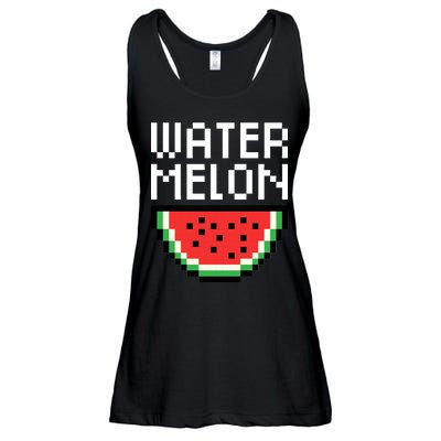 Watermelon Pixelated Retro Ladies Essential Flowy Tank