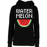 Watermelon Pixelated Retro Womens Funnel Neck Pullover Hood