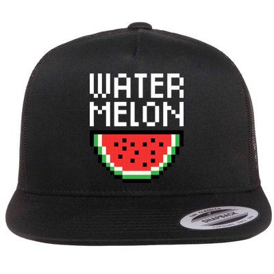 Watermelon Pixelated Retro Flat Bill Trucker Hat