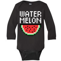 Watermelon Pixelated Retro Baby Long Sleeve Bodysuit