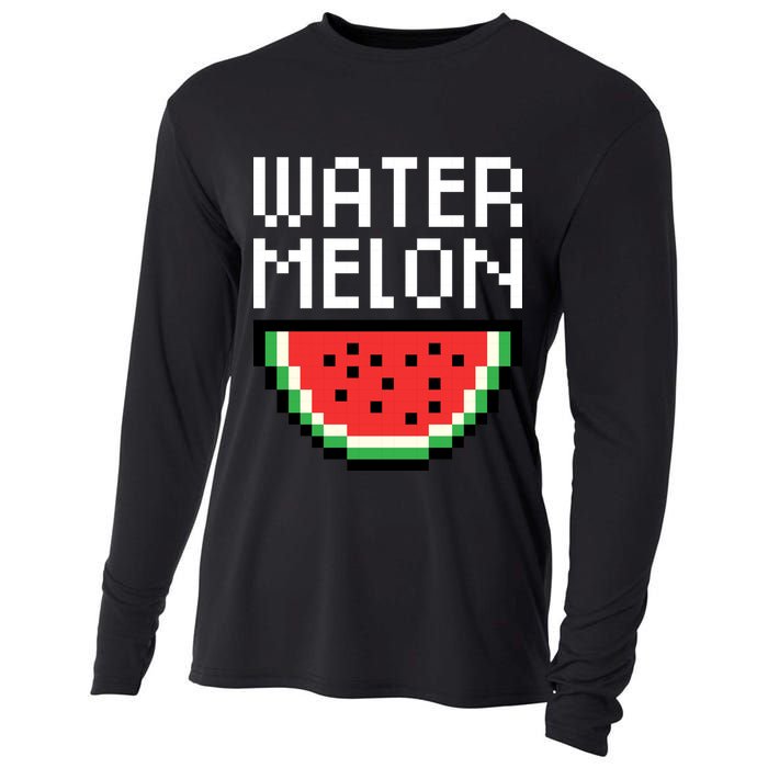 Watermelon Pixelated Retro Cooling Performance Long Sleeve Crew