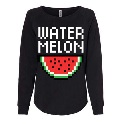 Watermelon Pixelated Retro Womens California Wash Sweatshirt